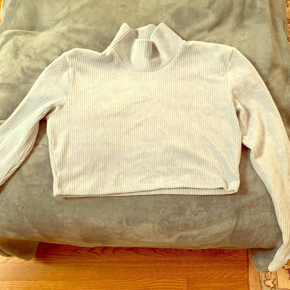 Baby blue velvet mock turtleneck